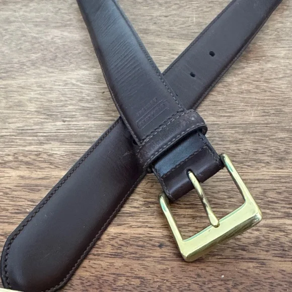 Coach FS5953 men's belt in brown calfskin leather with a solid brass buckle 34" - Picture 6 of 6